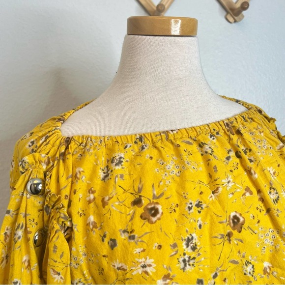 Aniye By Bell Sleeve Yellow Floral Boho Peasant Top - Picture 5 of 9